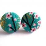 Button Earrings -japan Kimono Fabric (auspicious..